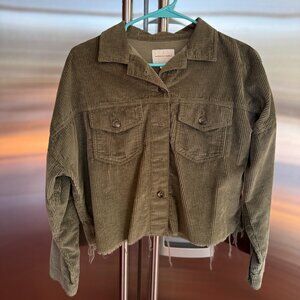 AMERICAN EAGLE CORDUROY JACKET, GREEN SIZE XS